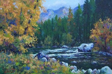 Brook River Stream Painting - yxf039bE impressionism floral river